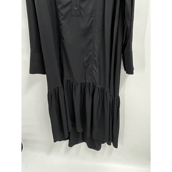H&M Black Long Sleeve Maxi Dress Ruffles Viscose Sz Small NWT - Picture 2 of 8